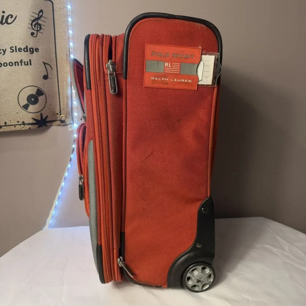 VTG Polo Sport Ralph Lauren 24” Wheeled luggage Rolling Suitcase orange
